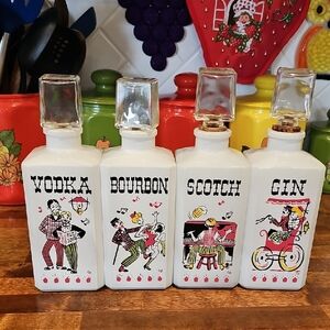 GAY FAD STUDIOS 90's Vintage Style White Glass Liquor Decanter Set